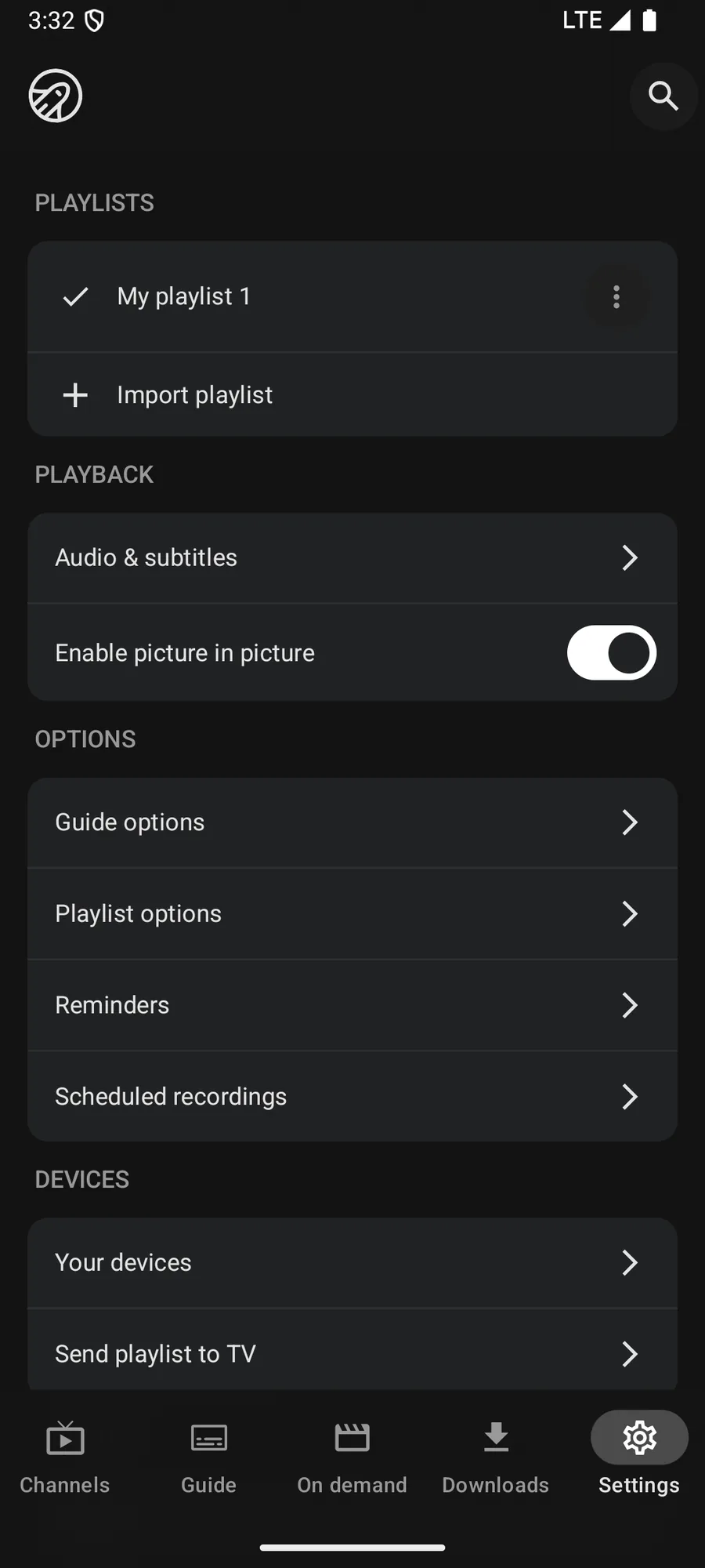 Settings on Android