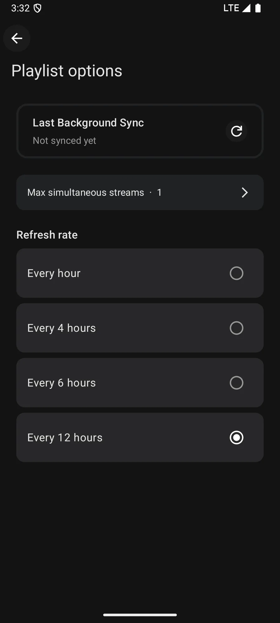 Playlist options on Android