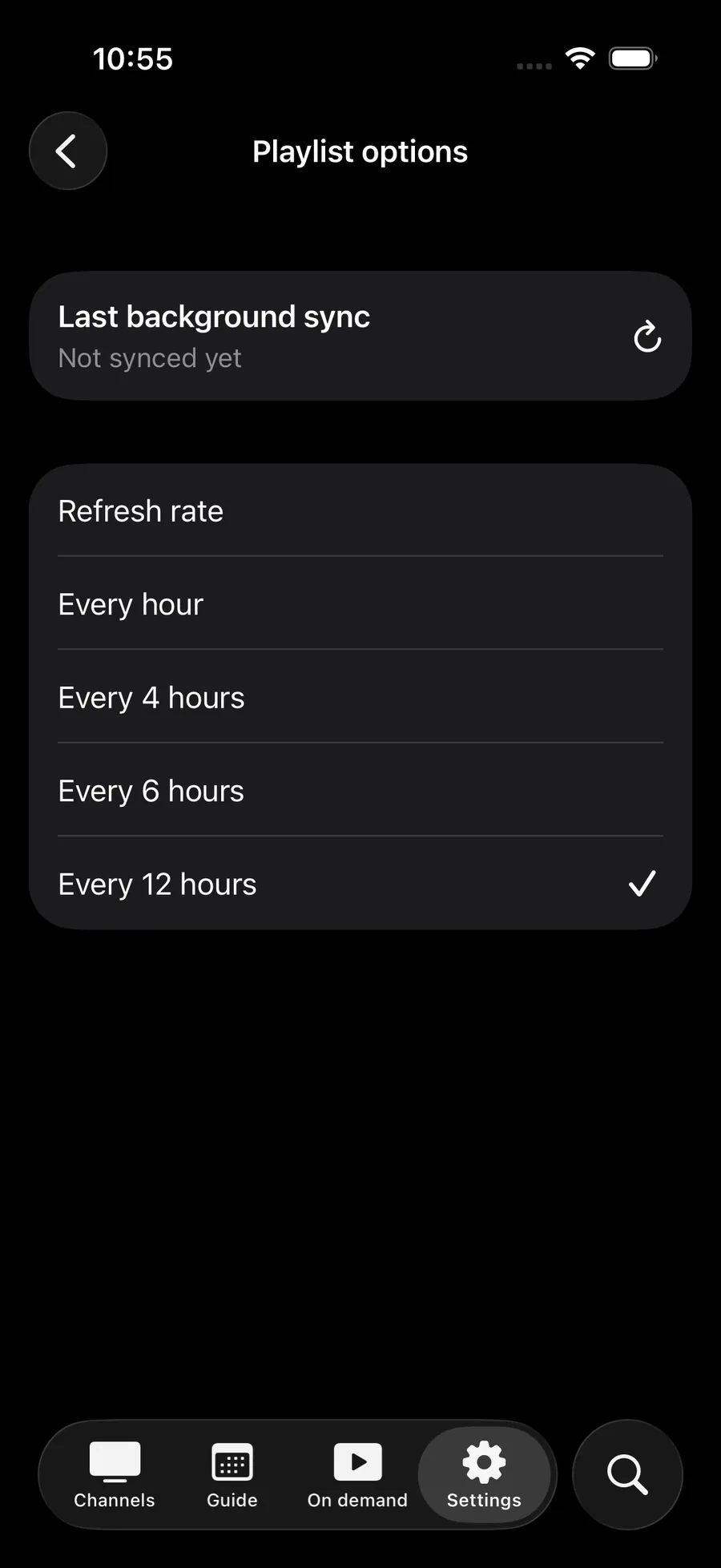 Playlist options on iPhone