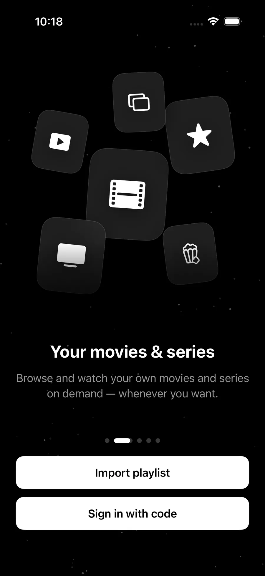 The Jetpack IPTV welcome screen on iPhone