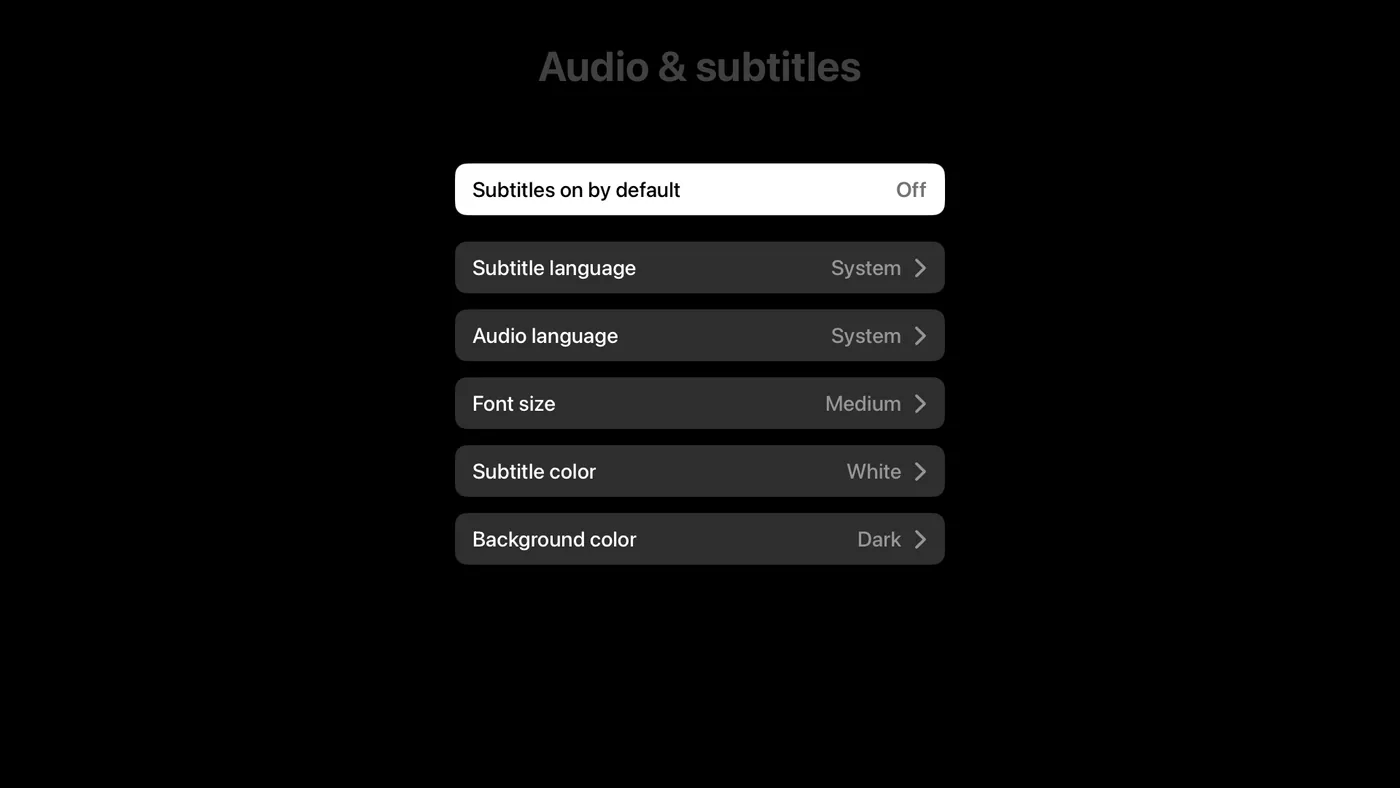 Audio and subtitle settings
